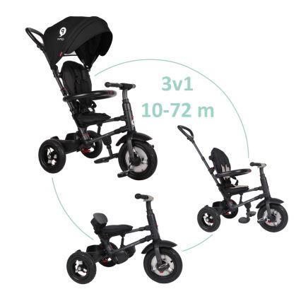 QPlay - Lasten kolmipyörä 3in1 RITO AIR musta