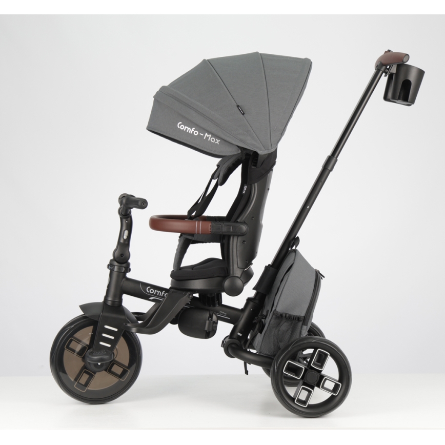 QPlay - Lasten kolmipyörä 8-in-1 COMFO MAX harmaa