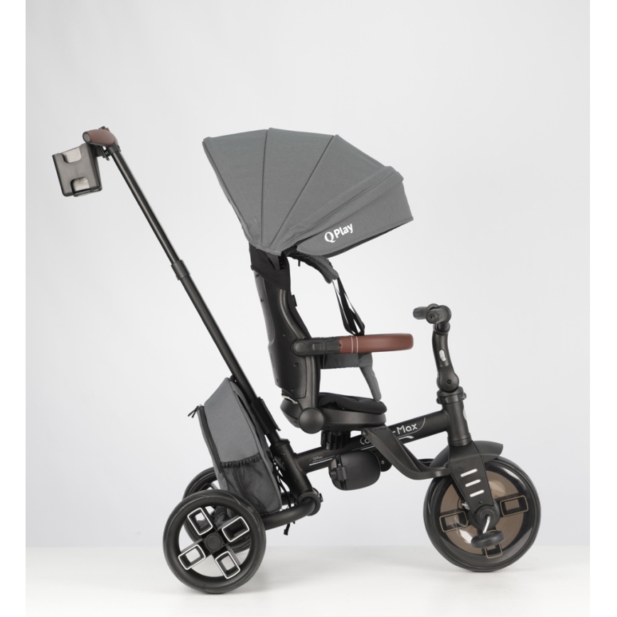 QPlay - Lasten kolmipyörä 8-in-1 COMFO MAX harmaa