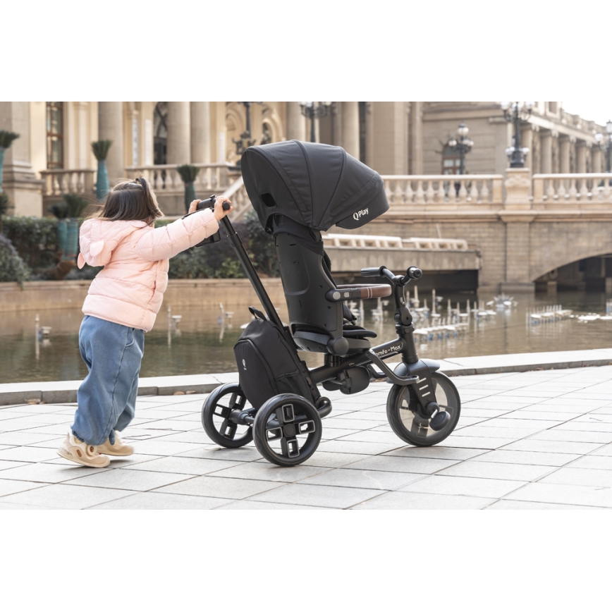 QPlay - Lasten kolmipyörä 8-in-1 COMFO MAX musta