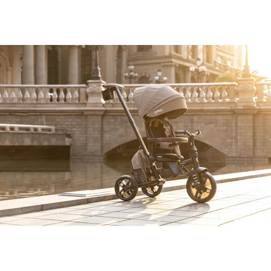 QPlay - Lasten kolmipyörä 8-in-1 COMFO MAX ruskea