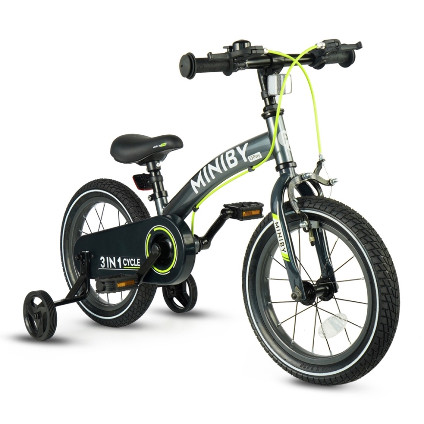 QPlay - Lasten polkupyörä 14 MINIBY 3-in-1 harmaa