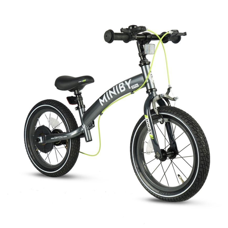 QPlay - Lasten polkupyörä 14 MINIBY 3-in-1 harmaa