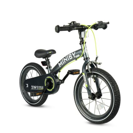 QPlay - Lasten polkupyörä 14 MINIBY 3-in-1 harmaa