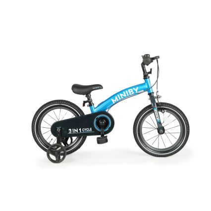 QPlay - Lasten pyörä 14" MINIBY 3in1 sininen