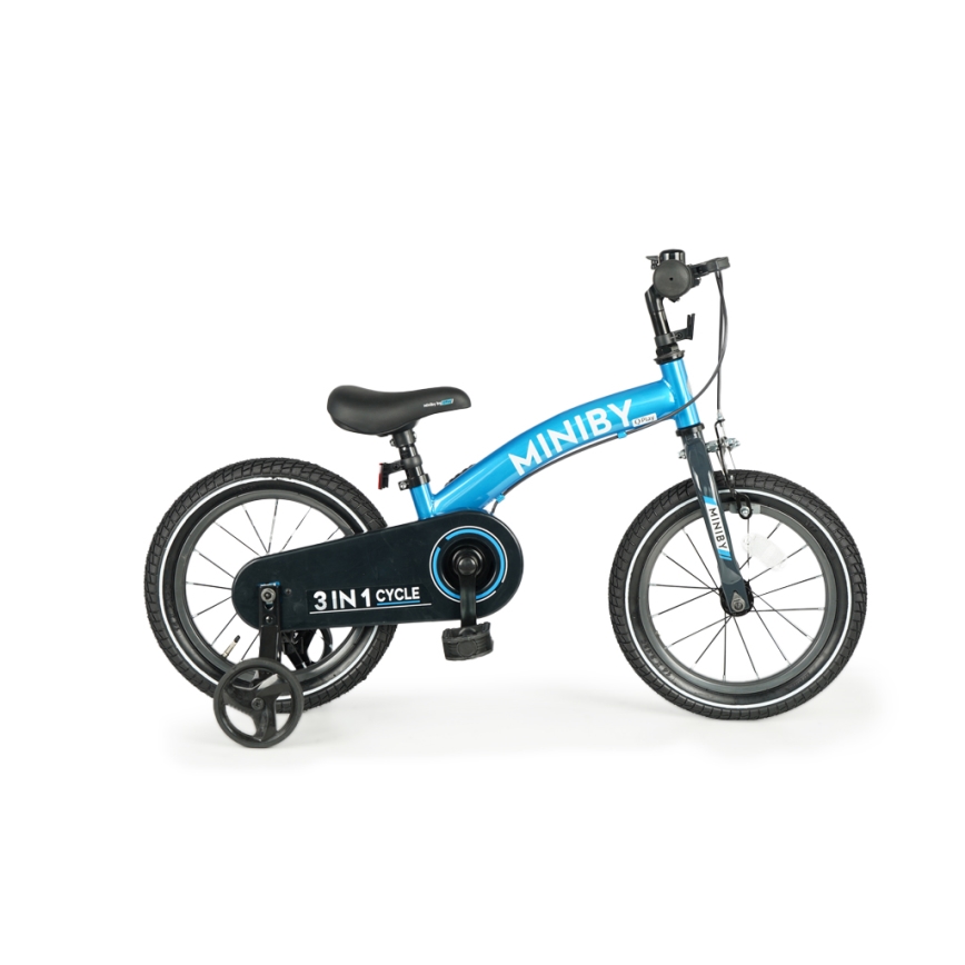 QPlay - Lasten pyörä 14" MINIBY 3in1 sininen