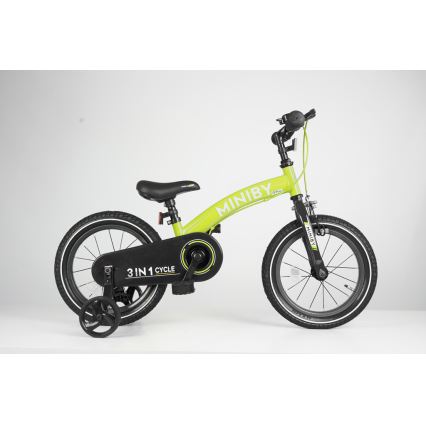 QPlay - Lasten pyörä 14" MINIBY 3in1 vihreä