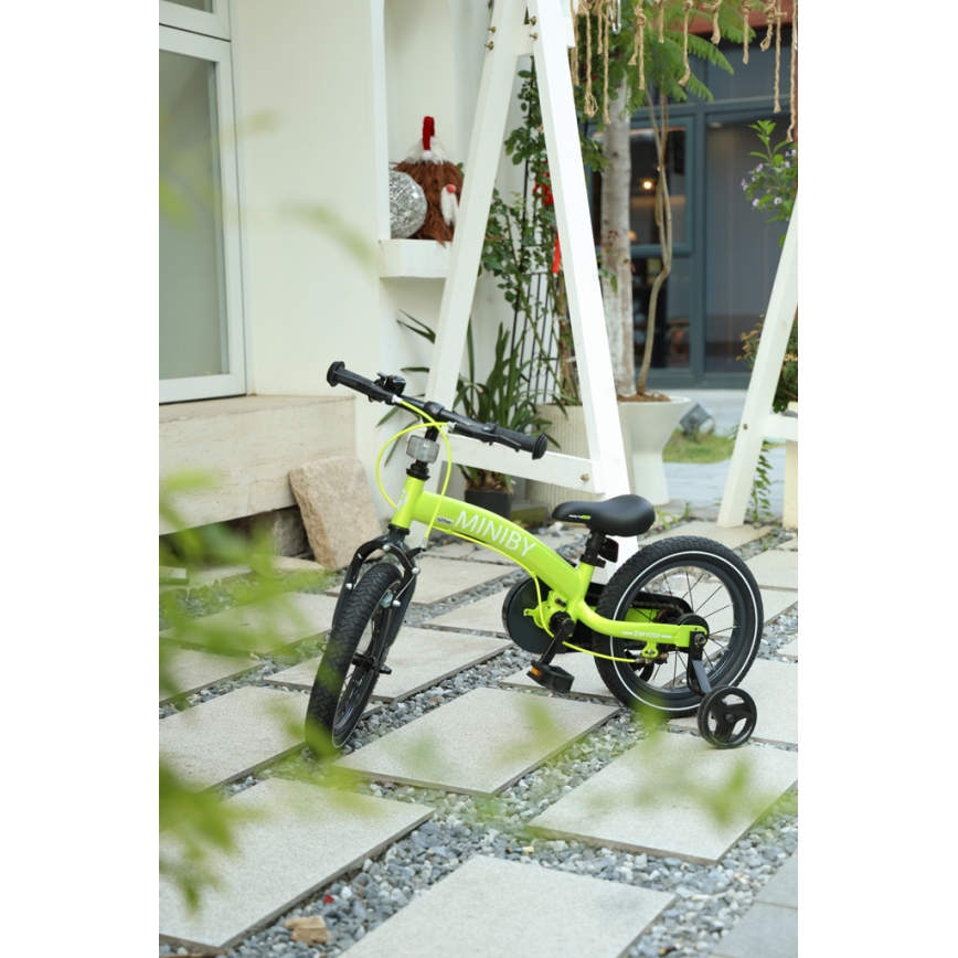 QPlay - Lasten pyörä 14" MINIBY 3in1 vihreä