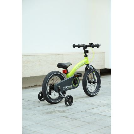 QPlay - Lasten pyörä 14" MINIBY 3in1 vihreä