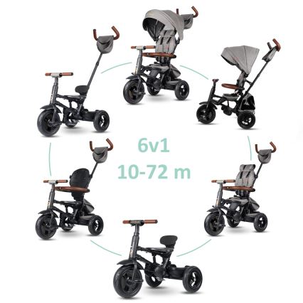 QPlay - RITO DELUXE 6-in-1 lasten kolmipyörä, harmaa