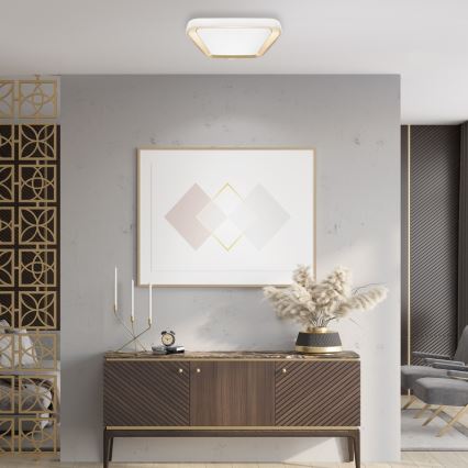 LED himmennettävä kattovalaisin QUADRO LED/38W/230V 3000-6000K valkoinen/kulta + kaukosäädin