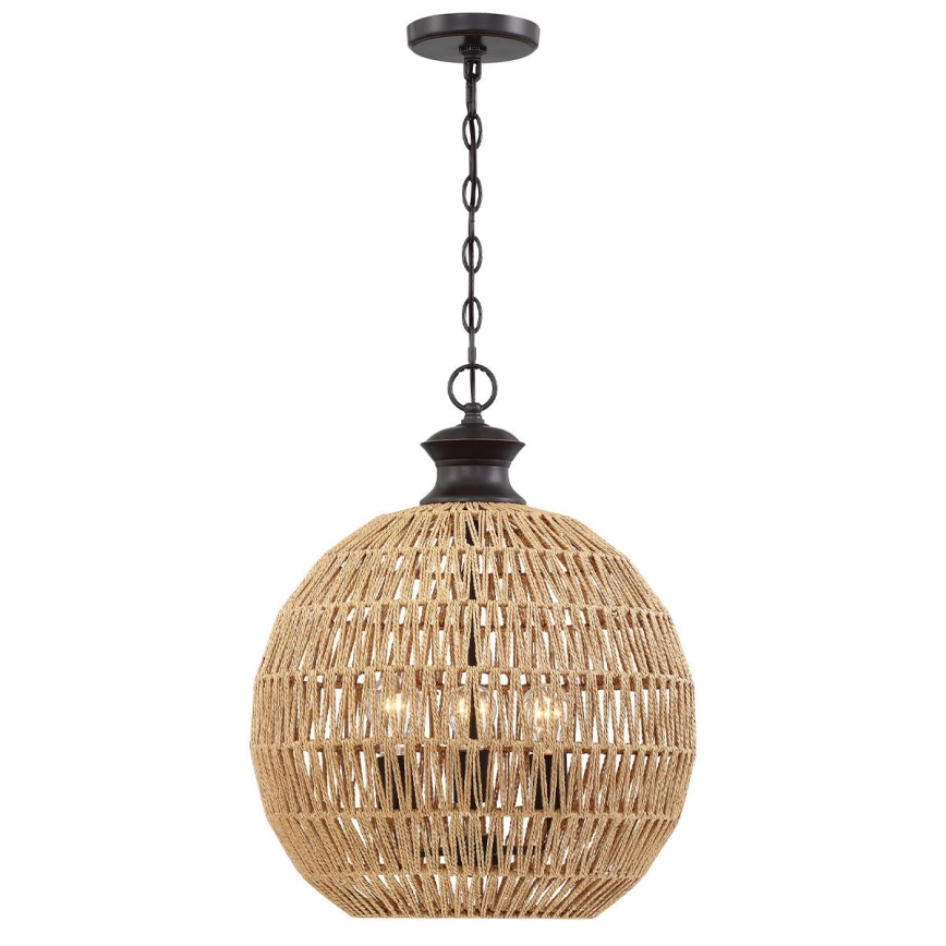 Quoizel - Ketjulla roikkuva kattokruunu CASABLANCA 3xE27/60W/230V, ruskea