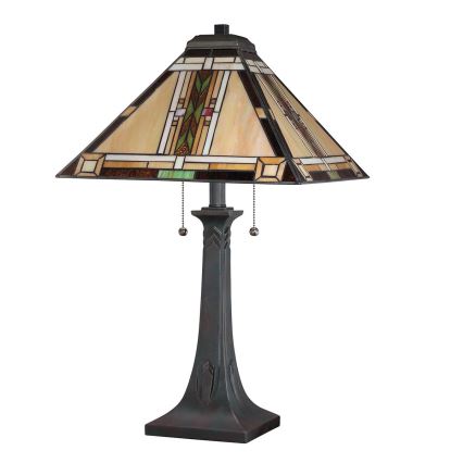 Quoizel - Tiffany-pöytälamppu NAVAJO 2xE27/60W/230V