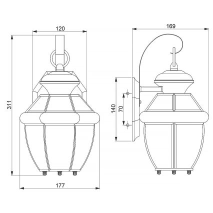 Quoizel - Ulkoseinävalaisin NEWBURY 1xE27/60W/230V IP44 kuparinvärinen