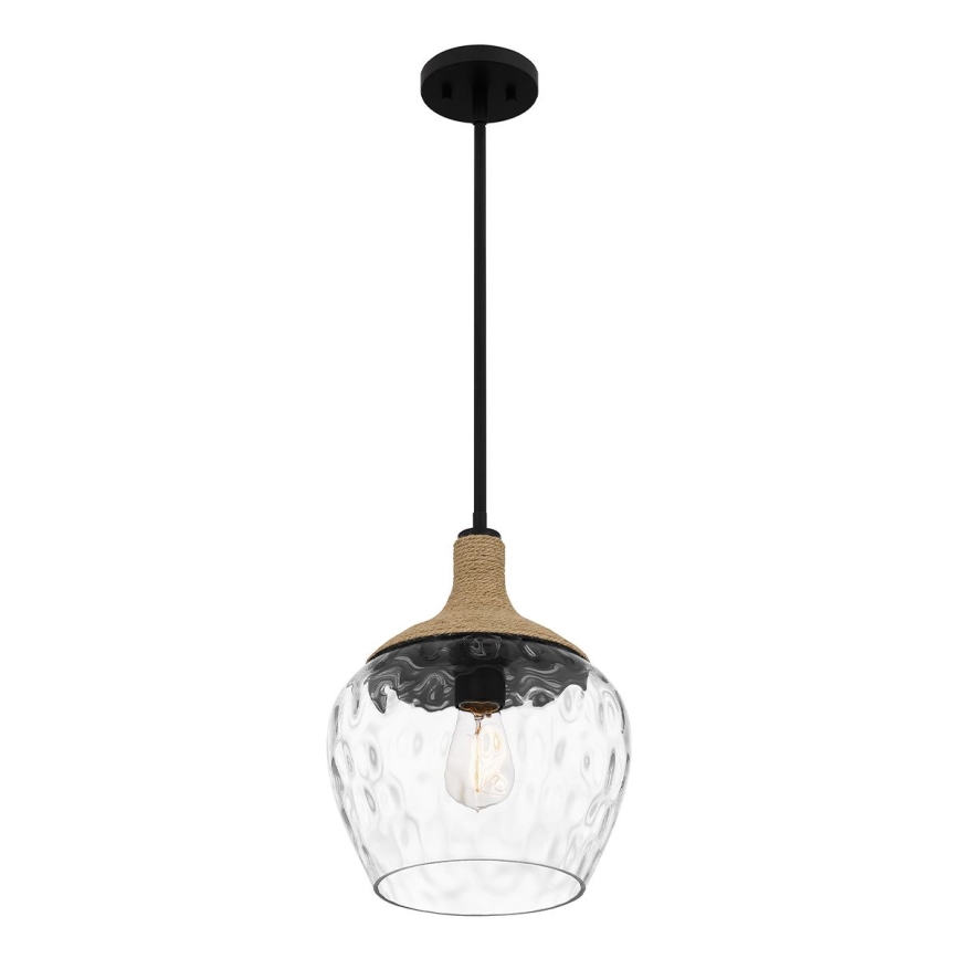 Quoizel - Riippukattokruunu ROYER 1xE27/60W/230V halkaisija 30,2 cm läpinäkyvä/musta/beige