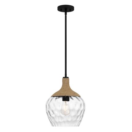 Quoizel - Riippukattokruunu ROYER 1xE27/60W/230V halkaisija 30,2 cm läpinäkyvä/musta/beige