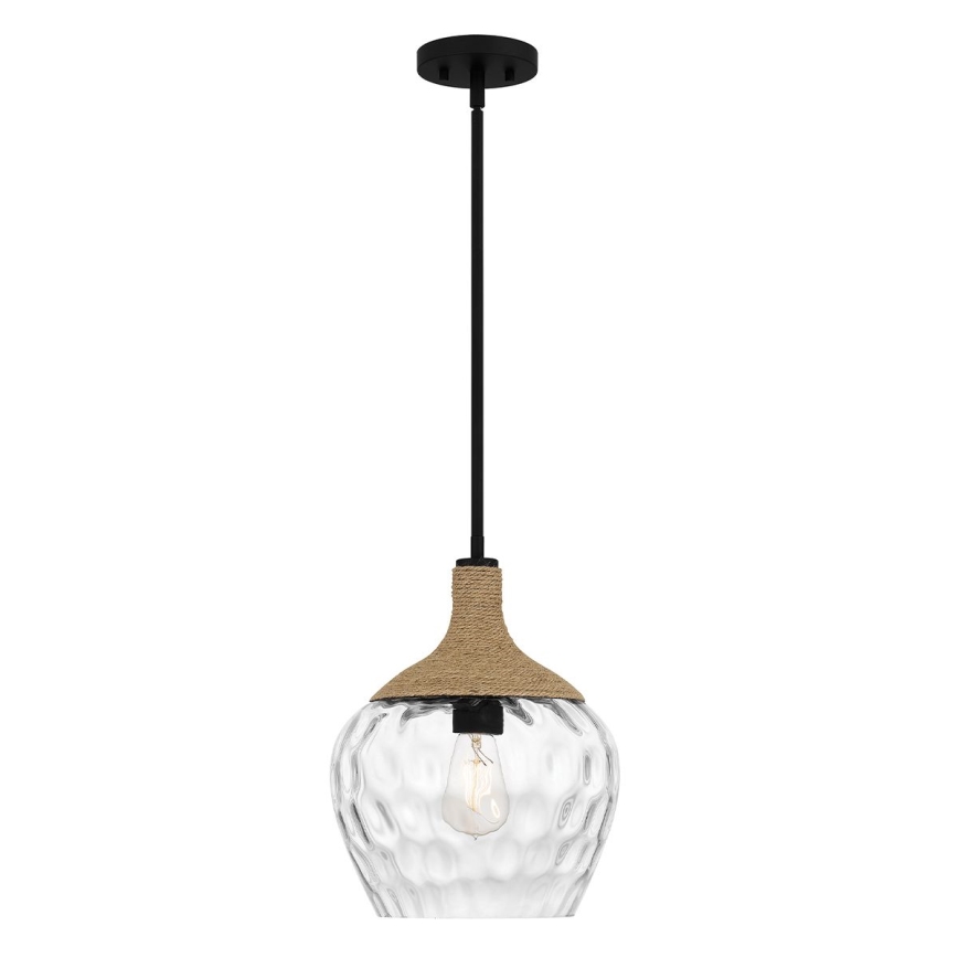 Quoizel - Riippukattokruunu ROYER 1xE27/60W/230V halkaisija 30,2 cm läpinäkyvä/musta/beige