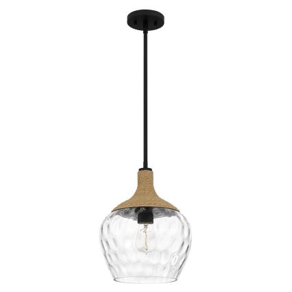 Quoizel - Riippukattokruunu ROYER 1xE27/60W/230V halkaisija 30,2 cm läpinäkyvä/musta/beige