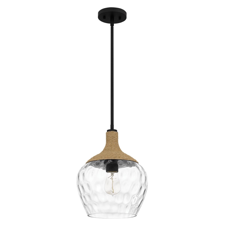 Quoizel - Riippukattokruunu ROYER 1xE27/60W/230V halkaisija 30,2 cm läpinäkyvä/musta/beige