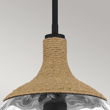Quoizel - Riippukattokruunu ROYER 1xE27/60W/230V halkaisija 30,2 cm läpinäkyvä/musta/beige