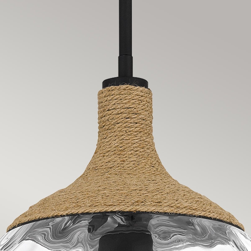 Quoizel - Riippukattokruunu ROYER 1xE27/60W/230V halkaisija 30,2 cm läpinäkyvä/musta/beige