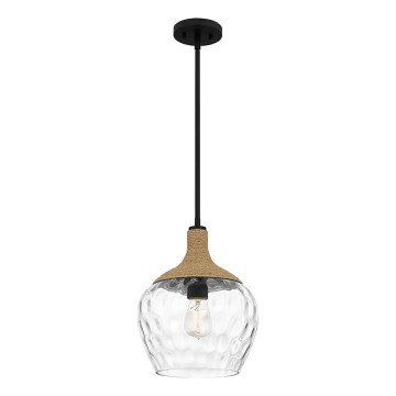 Quoizel - Riippukattokruunu ROYER 1xE27/60W/230V halkaisija 30,2 cm läpinäkyvä/musta/beige