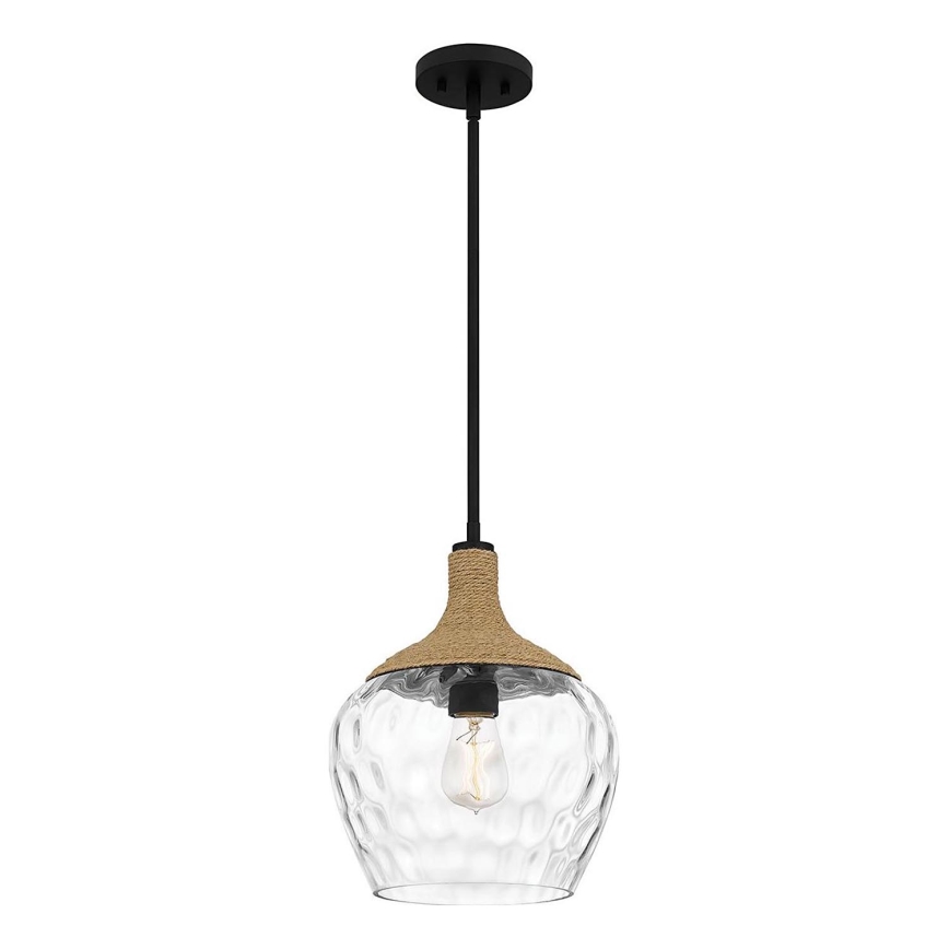 Quoizel - Riippukattokruunu ROYER 1xE27/60W/230V halkaisija 30,2 cm läpinäkyvä/musta/beige