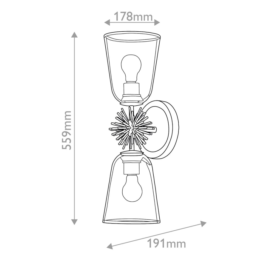 Quoizel - Seinävalaisin STARING 2xE27/40W/230V kuparinvärinen