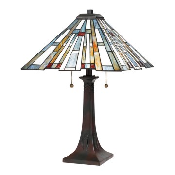 Quoizel - Tiffany-pöytälamppu MAYBECK 2xE27/60W/230V