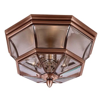 Quoizel - ulkokäyttöinen kattovalaisin NEWBURY 3xE14/60W/230V IP44 kuparinvärinen