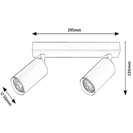 Rabalux - Katon kohdevalo 2xGU10/25W/230V musta