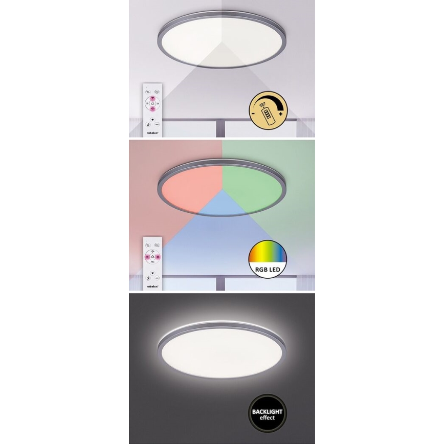 Rabalux - Himmennettävä LED-RGB-kattovalaisin LED/22W/230V Wi-Fi Tuya + kauko-ohjaus