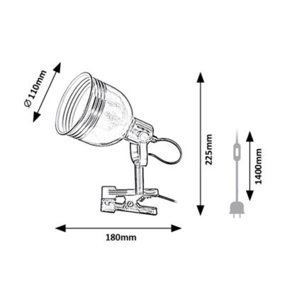 Rabalux 3092 - Kohdevalo klipsillä 1xE14/25W/230V musta