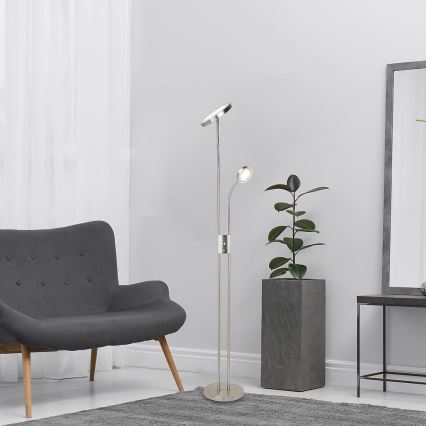 Rabalux - LED Himmennettävä lattialamppu LED/18,5W/230V + LED/4,5W mattakromi
