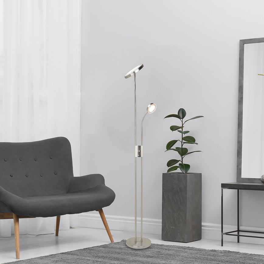 Rabalux - LED Himmennettävä lattialamppu LED/18,5W/230V + LED/4,5W mattakromi