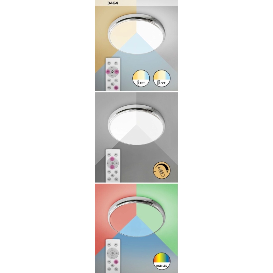 Rabalux - LED RGB Kylpyhuoneen kattovalaisin LED/18W/230V halkaisija 30 cm 3000-6500K IP44 + kauko-ohjaus
