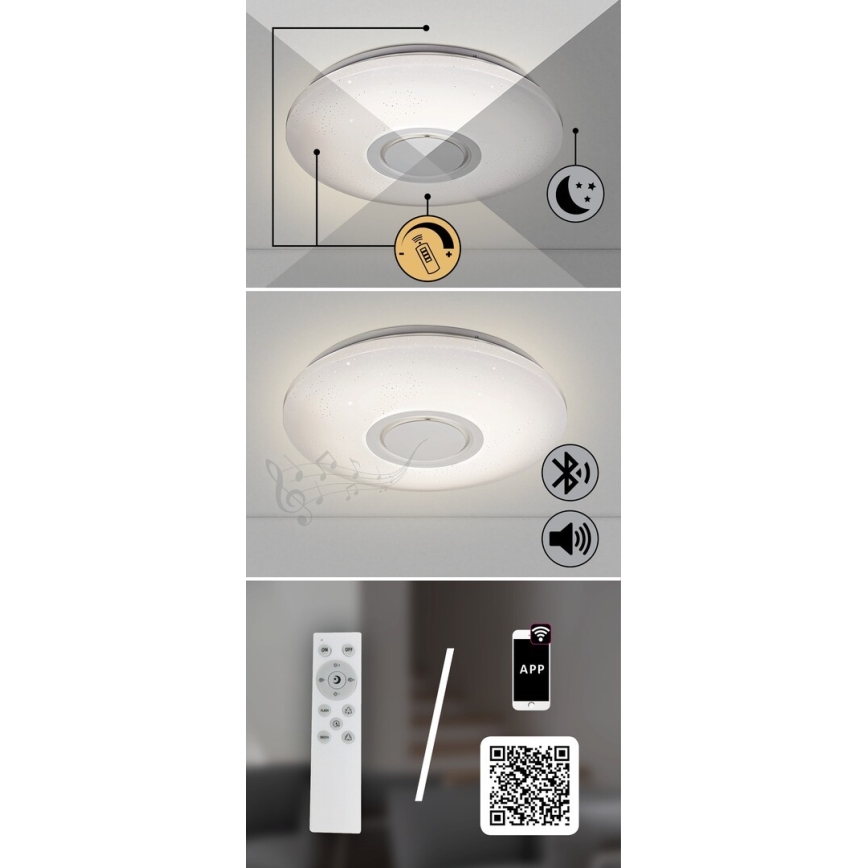 Rabalux - LED RGB Himmennettävä kattovalo kaiuttimella LED/24W/230V Wi-Fi Tuya + kauko-ohjaus
