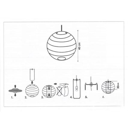 Rabalux 4898 - Lampunvarjostin kattokruunulle RICE valkoinen E27 halkaisija 40 cm