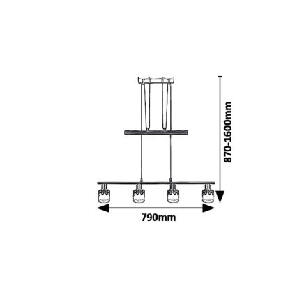 Rabalux 5345 - Kattokruunu narulla LACEY 4xE14/40W/230V