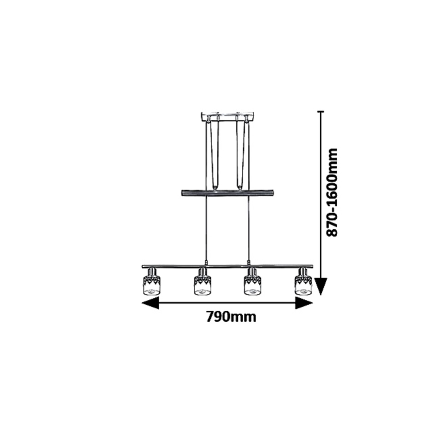 Rabalux 5345 - Kattokruunu narulla LACEY 4xE14/40W/230V