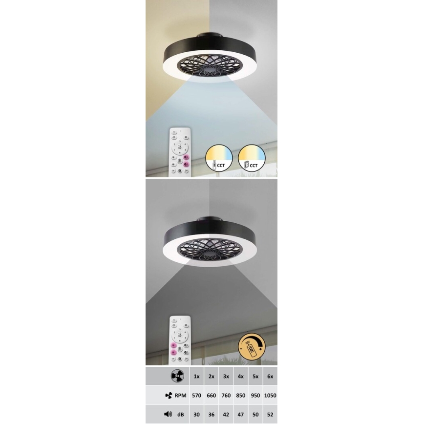 Rabalux - LED Himmennettävä kattovalaisin tuulettimella LED/35W/230V 3000-6000K + kaukosäädin