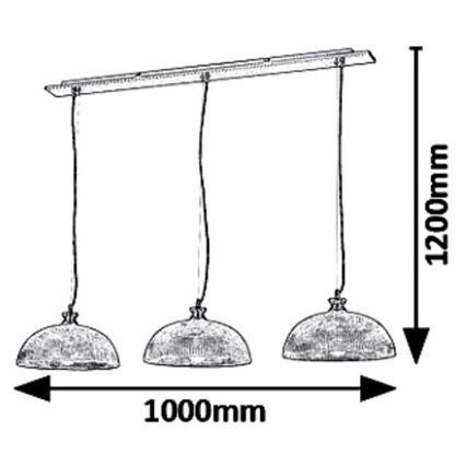 Rabalux 5460 - Kattokruunu narulla PETRINA 3xE27/40W/230V