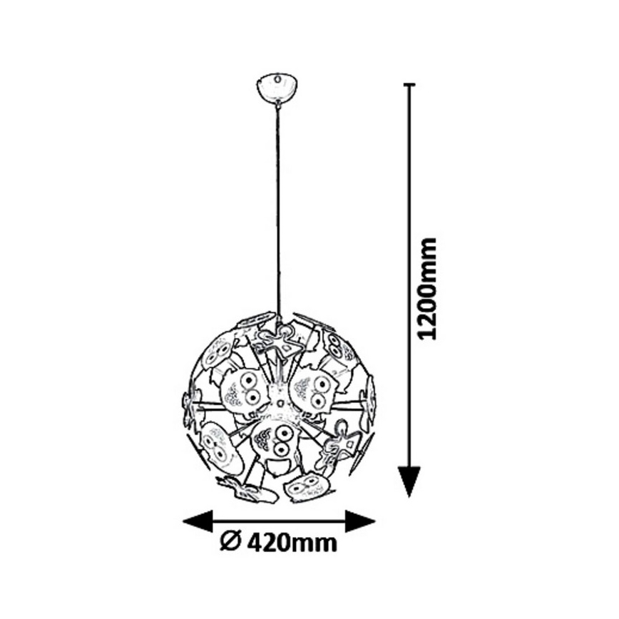 Rabalux 6390 - Lasten riipuskattokruunu narulla BIRDY 3xE14/40W/230V