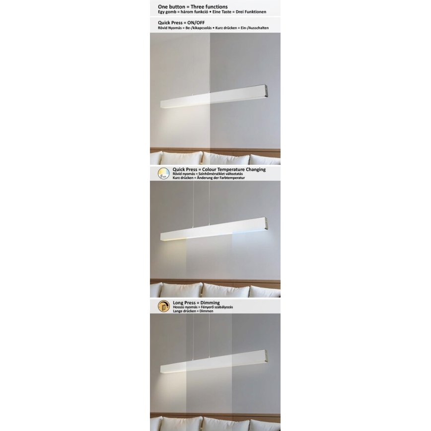 Rabalux - LED Himmennettävä kattokruunu johdossa LED/24W/230V 2700/4000/6500K 120 cm