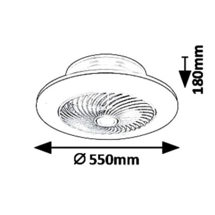 Rabalux 6710 - LED Himmennettävä kattovalaisin tuulettimella DALFON LED/36W/23