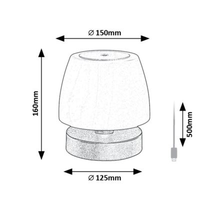 Rabalux - LED Himmennettävä pöytävalaisin LED/3W/5V 2000 mAh IP44
