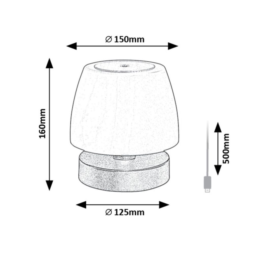 Rabalux - LED Himmennettävä pöytävalaisin LED/3W/5V 2000 mAh IP44