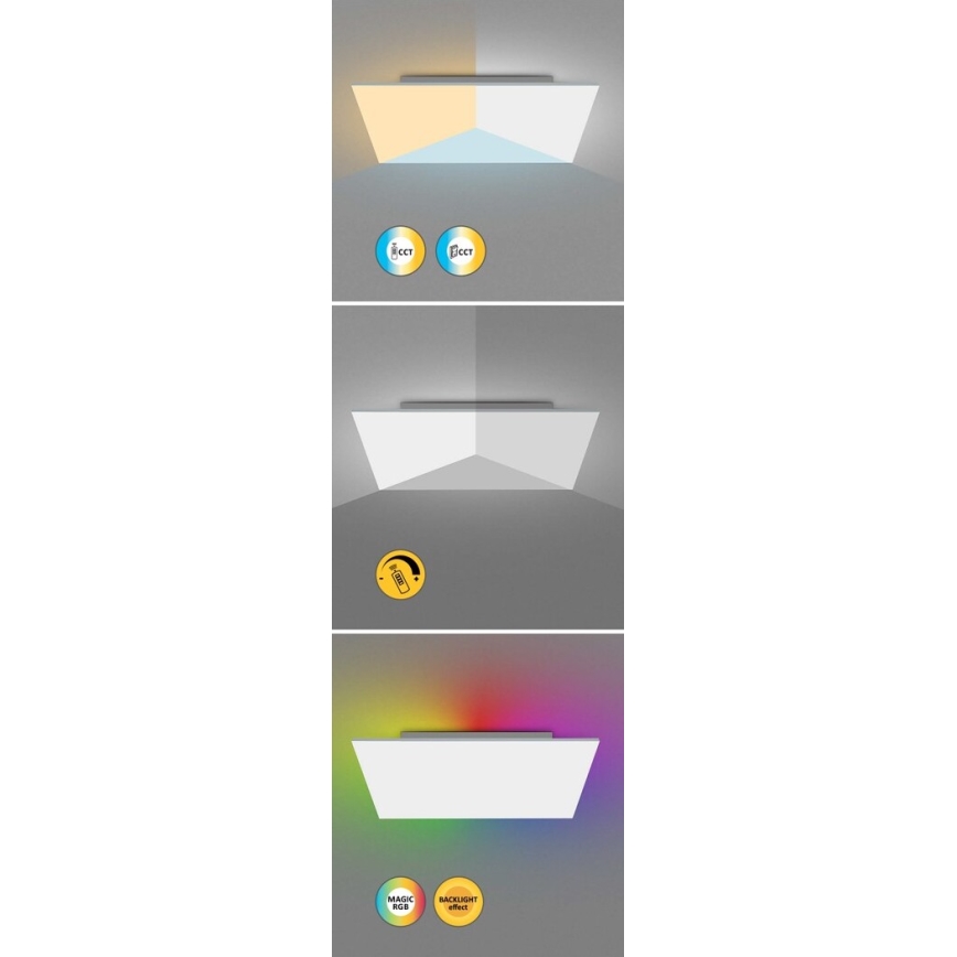 Rabalux - Himmennettävä LED-RGB-kattovalaisin LED/18W/230V 3000-6500K 30x30 cm + kauko-ohjaus