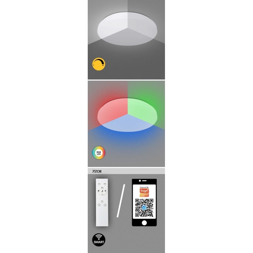 Rabalux - Himmennettävä LED-RGB-kattovalaisin LED/48W/230V Wi-Fi Tuya 3000-6500K 50 cm