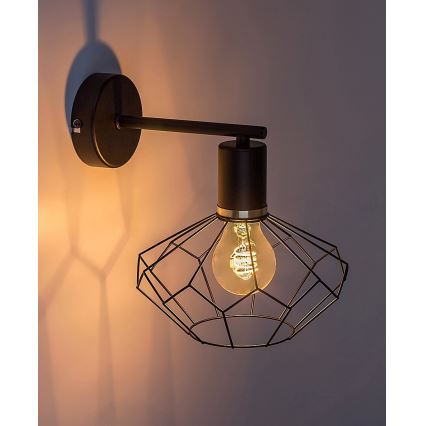 Rabalux - Seinävalaisin 1xE27/40W/230V halkaisija 20 cm musta